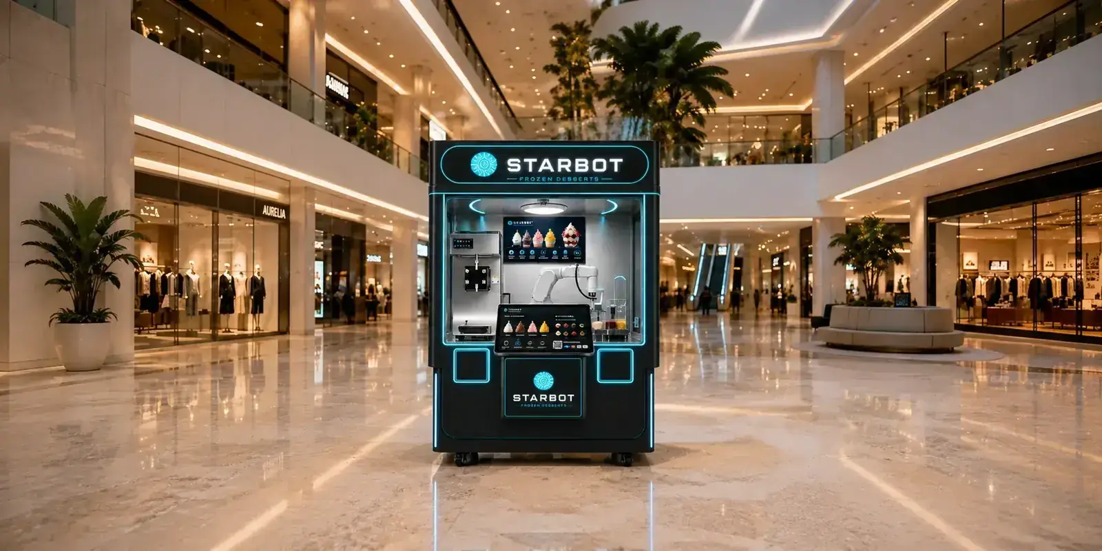 Concept render: the frozen desserts unit on a shopping-centre concourse